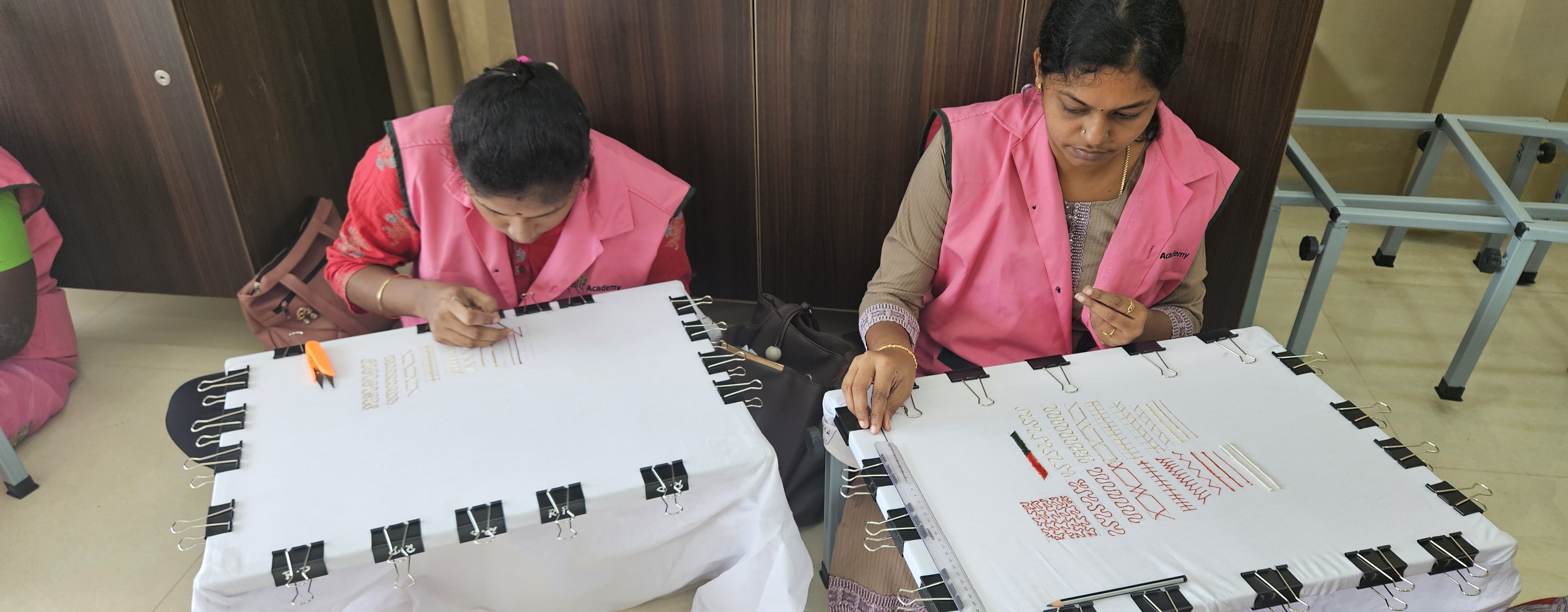 Aari embroidery practice session